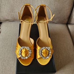 Eloquii Leah Jeweled Gold Heels